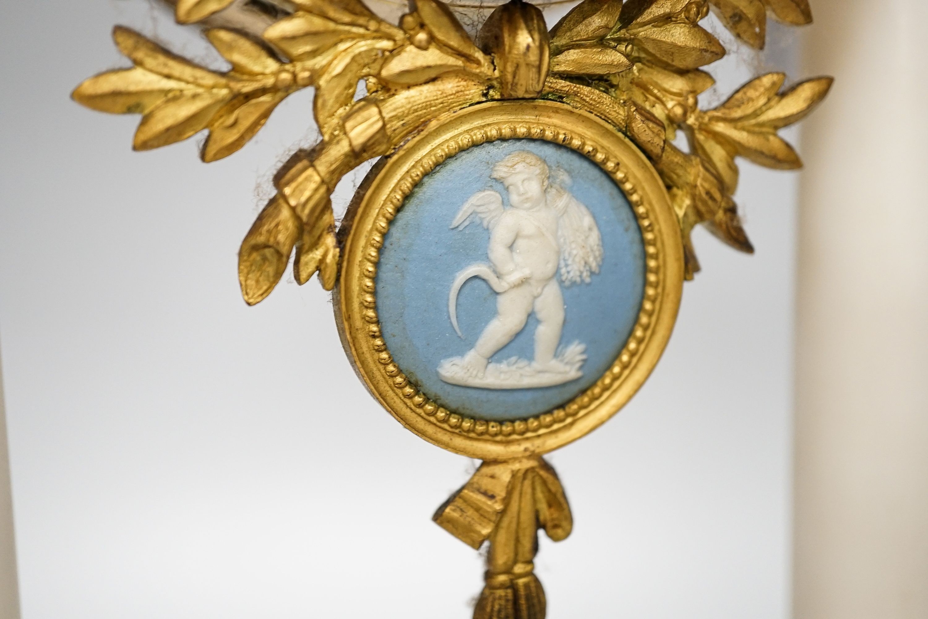 L. Leroy & Cie, Paris. A French ormolu mounted white marble portico clock width 24cm depth 8cm height 44cm high